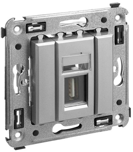Розетка USB тип А без рамки DKC Avanti 1-м. 3000мА закаленная сталь картинка